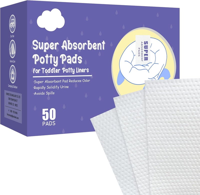 REFLYAWAY 50 Packs Super Absorbent Urine Pads Portable Child Used with Travel Potty Bags Disposable Liners for Toddlers, Toilet Seat for Kids Pee Training - Image 1